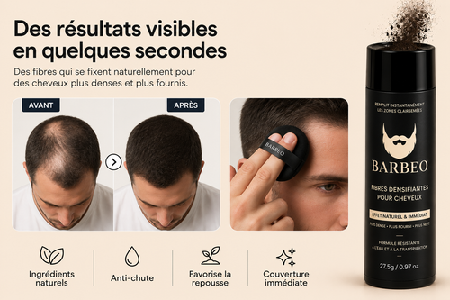 Application des Fibres Densifiantes BARBEO sur la barbe